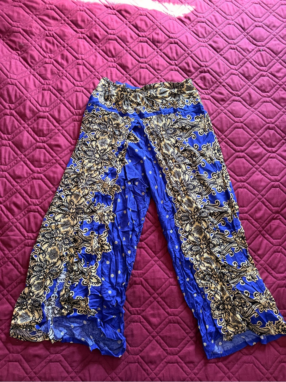 Women’s Blue Floral Print Palazzo Pants